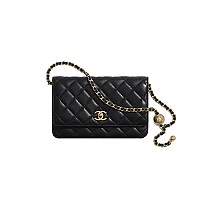 [스페셜오더]CHANEL-A33814 샤넬 클래식 블랙 캐비어 WOC 체인 지갑 골드/실버