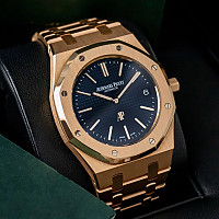 [AP전문OM팩토리][스페셜오더]Audemars Piguet-오데마 피게 로얄 오크 셀프와인딩 크로노그래프 핑크골드 블랙 다이얼 시계41mm