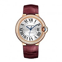 [스페셜오더]Cartier-까르띠에 발롱 블루 드 스틸 핑크다이얼 가죽스트랩 레이디스 워치33mm