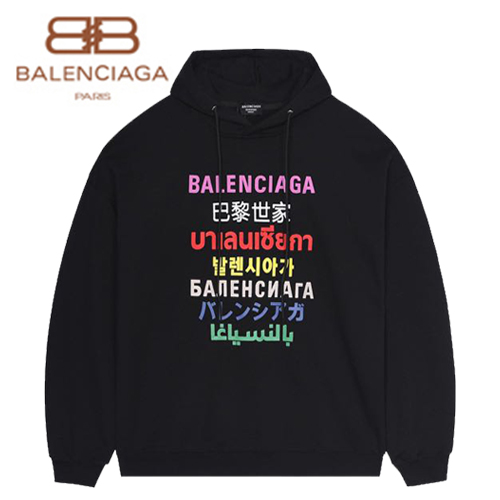 BALENCIAGA-08258 발렌시아가 블랙 프린트 장식 후드 티셔츠 남여공용