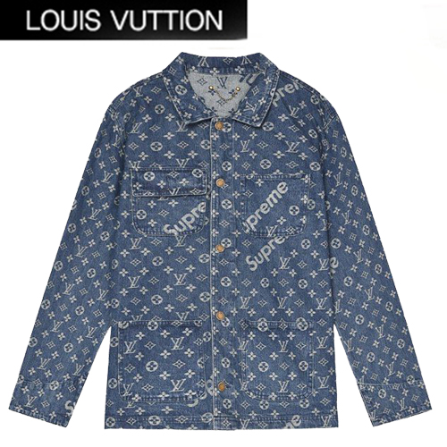 LOUIS VUITTON-082513 루이비통 블루 루이비통 X 수프림 콜라보 모노그램 데님 셔츠 남성용