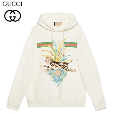 GUCCI-615061 9095 구찌 오프화이트 타이거 인터로킹 G 후드 스웨트셔츠 남여공용