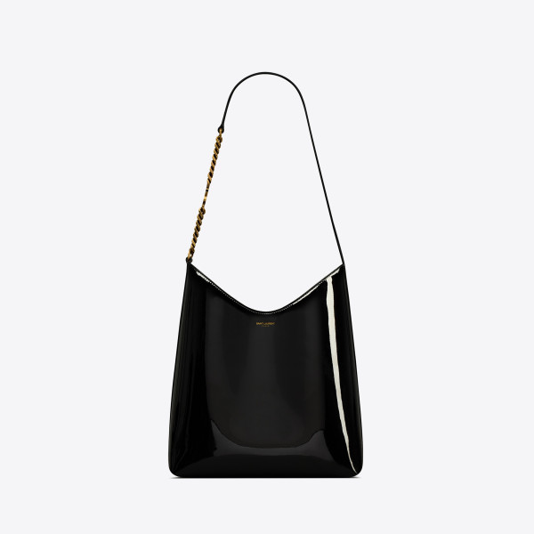 YSL-762336 생 로랑 블랙 페이턴트 RENDEZ-VOUS 호보백 24cm