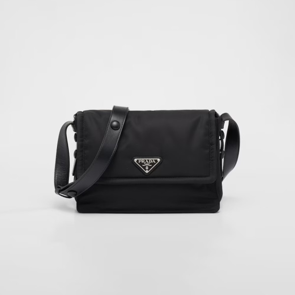 PRADA-1BD313 프라다페이크 블랙 리나일론 스몰 패딩 숄더백 23cm