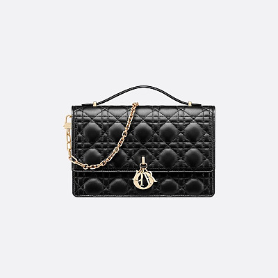 DIOR-디올 블랙 까나쥬 램스킨 My Dior 탑 핸들백 24cm - M0997ONGE_M900