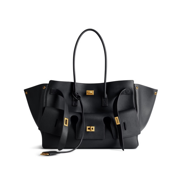BALENCIAGA-발렌시아가 블랙 골드 벨 에어 미디엄 캐리 올 백 37cm - 8054812ABAV1000