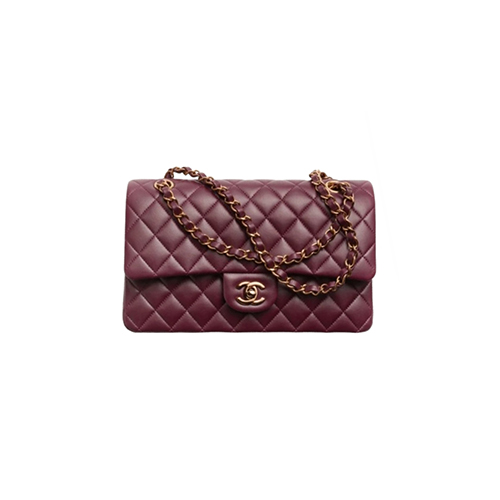CHANEL-A1112 샤넬 버건디 램스킨 골드 메탈 플랩 백