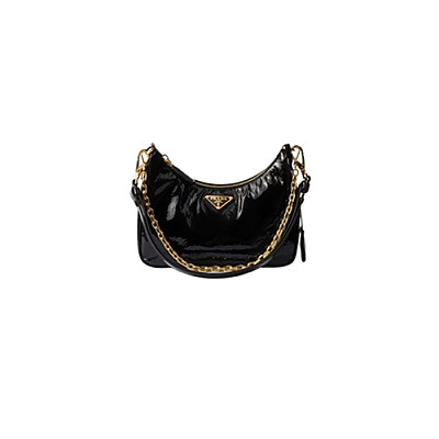 PRADA-1BC204 프라다 블랙 리에디션 1995 체인 리나일론 미니 호보 백 22cm