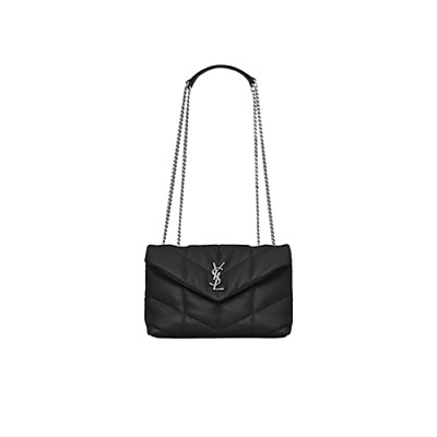 SAINT LAURENT-759337 생 로랑 블랙/실버 양가죽 puffer 토이