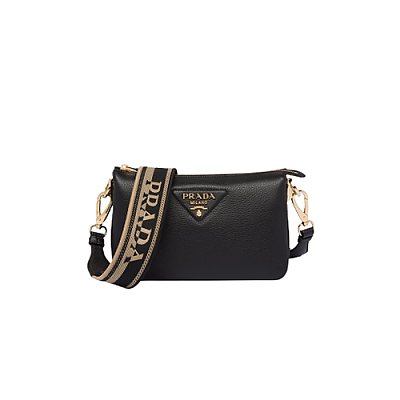 PRADA-1BH194 프라다 블랙 레터링 트라이앵글 로고 숄더백