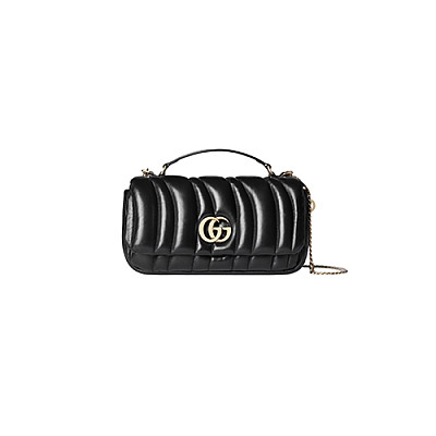 GUCCI-806016 1000 구찌 블랙 패딩 퀼티드 레더 GG 밀라노 스몰 탑 핸들백