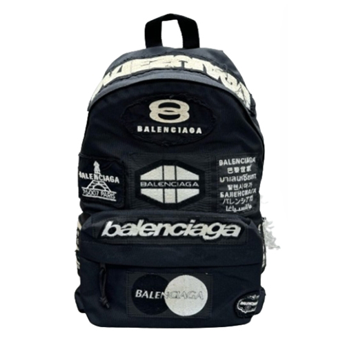 BALENCIAGA-92456 발렌시아가 블랙 코튼 패치 장식 백팩