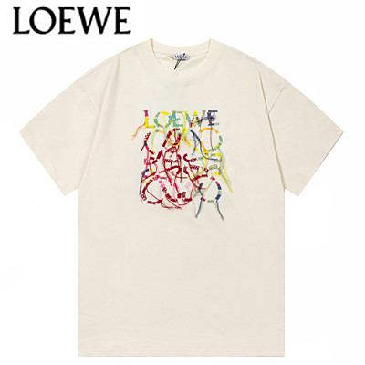 LOEWE-040110 로에베 아이보리 로고 아플리케 장식 티셔츠 남여공용
