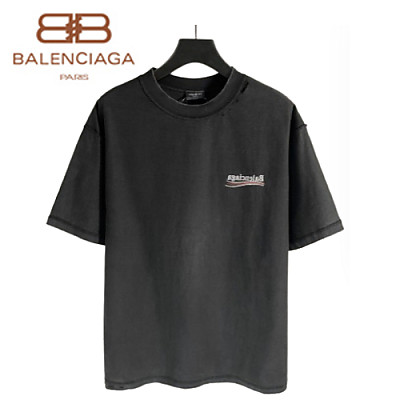 BALENCIAGA-05172 발렌시아가 아이보리 워시드 코튼 빈티지 티셔츠 남여공용