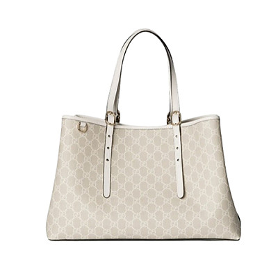 GUCCI-815213 9641 구찌 베이지/화이트 GG 엠블럼 미디엄 토트백