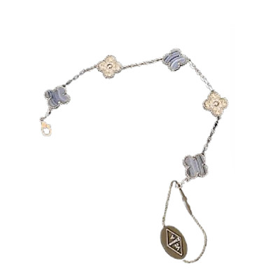 VAN CLEEF ARPELS-VCARP2 반클리프 실버/라이트 블루 다이아몬드 빈티지 알함브라 브레이슬릿