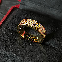 Cartier-N4210400 까르띠에 실버 파베 세팅 6 다이아몬드 클래식 LOVE 링