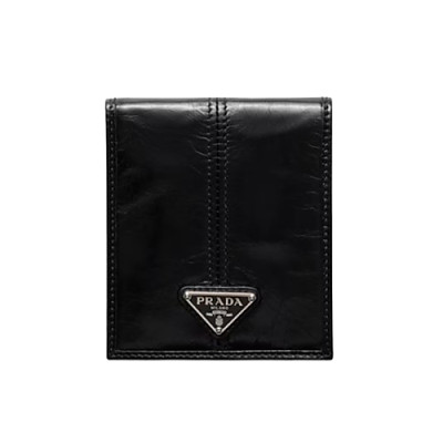 [스페셜오더]PRADA-2MO513 프라다 블랙 사피아노 가죽 포터 로고 반지갑
