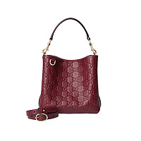 GUCCI-815118 1000구찌 블랙 가죽 GG 엠블럼 미니 버킷백
