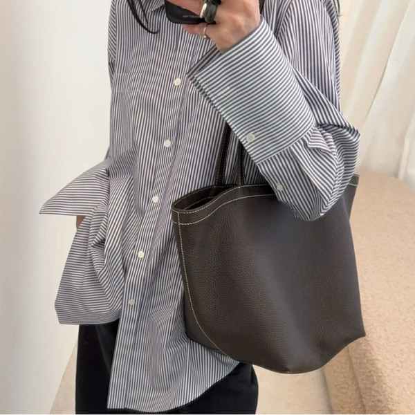 [스페셜오더]THE ROW-1854 더 로우 브라운 송아지 가죽 TR Park Tote Stitch 토트백 스몰