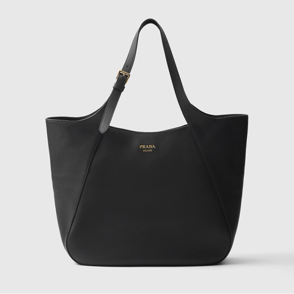 [스페셜오더]PRADA-1BG512 프라다 레더 토트백 레터링 로고 금장 블랙