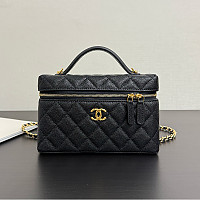CHANEL-04163 샤넬 블랙 크리스탈 장식 바니티 케이스
