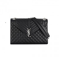 [스페셜오더]SAINT LAURENT-396910 생 로랑 블랙 매트 에나멜 하드웨어 라지 모노그램 엔벨로프 숄더백