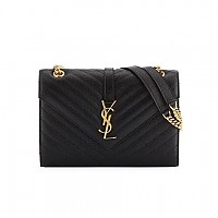 [스페셜오더]SAINT LAURENT-396910 생 로랑 블랙 매트 에나멜 하드웨어 라지 모노그램 엔벨로프 숄더백
