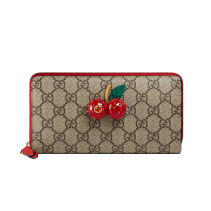 [스페셜오더]GUCCI-476049 8694 구찌 체리 장식 GG 수프림 지퍼 어라운드 장지갑
