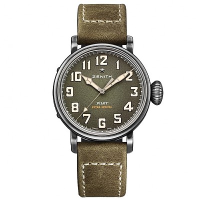 [스페셜오더]ZENITH-제니스 헤리티지 파일럿 타입 20 엑스트라 스페셜 스틸 블랙 다이얼 워치 45mm