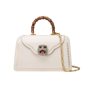 [스페셜오더]GUCCI-495881 9176 구찌 프레임 프린트 화이트가죽 탑 핸들백