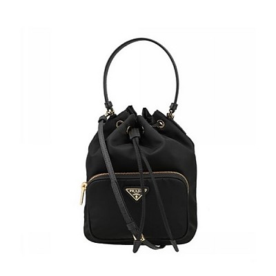 [스페셜오더]PRADA-1BH038 프라다 블랙/레드 프린트 장식 스몰 버킷백